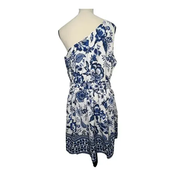 Cupshe Blue & White Floral One-Shoulder Mini Dress Size XL - Picture 6 of 9
